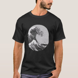Camiseta Grande Onda de Kanagawa, Arte em Preto e Branco