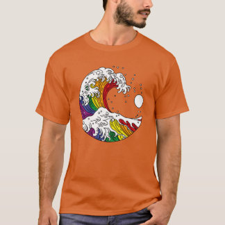 Camiseta Grande Onda de Kanagawa LGBTQ Orgulho Bandeira Arc