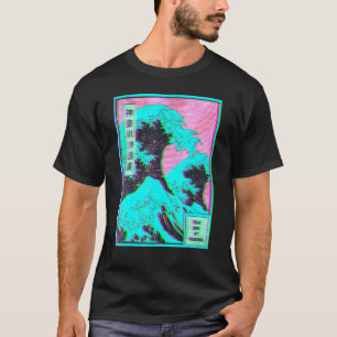 Camiseta Grande Onda de Kanagawa Vaporwave Estética de Glit