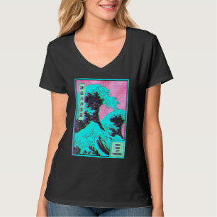 Camiseta Grande Onda de Kanagawa Vaporwave Glitch Estética