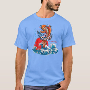 Camiseta Grande onda de peixes Kanagawa Japão Okinawa Koi