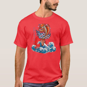 Camiseta Grande onda de peixes Kanagawa Japão Okinawa Koi
