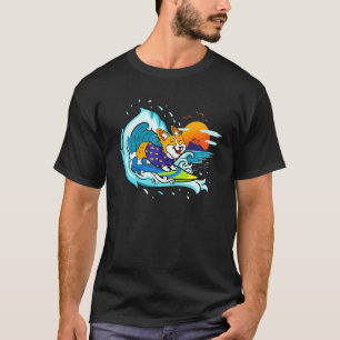Camiseta Grande Onda de Surf Welsh Corgi Mãe Cachorro Praia