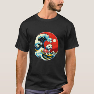 Camiseta Grande Onda Kanagawa Cão Maltês Surfe
