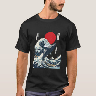 Camiseta Grande Onda Kanagawa Observação de Baleias Arte Ja