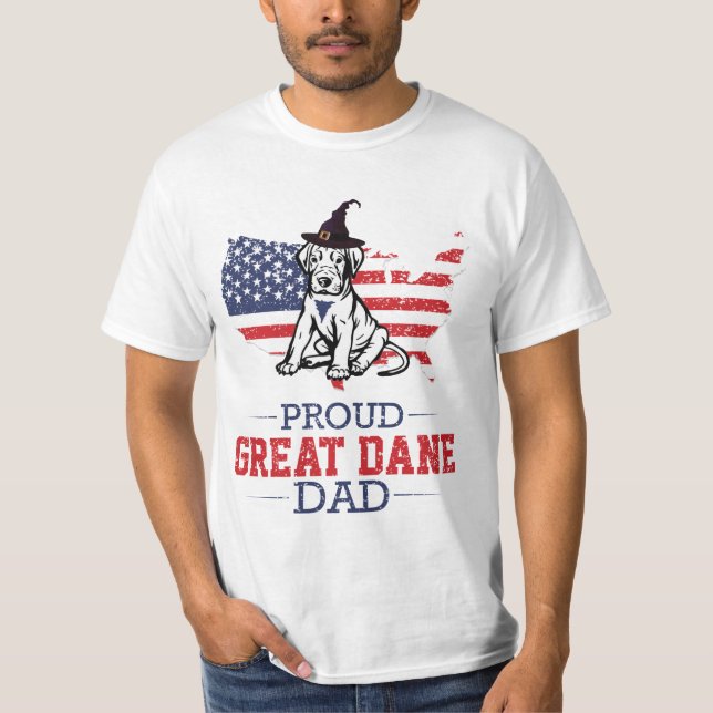 Camiseta Grande Pai de Dane American Flag Vintage (Frente)