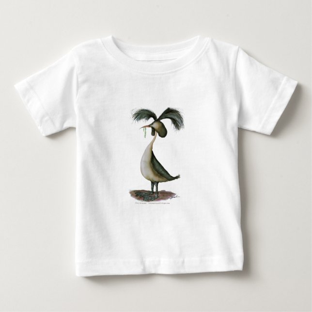 Camiseta grande pássaro selvagem do grebe com crista, (Frente)