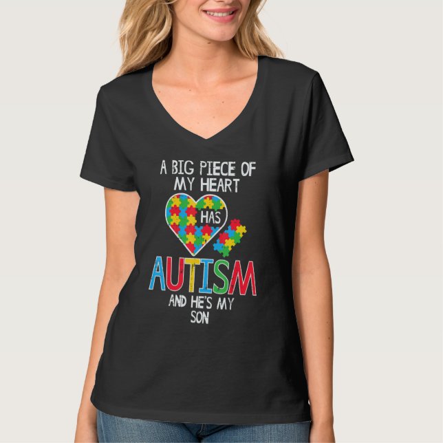 Camiseta Grande Pedaço Do Meu Coração Autismo Sensibilizaçã (Frente)
