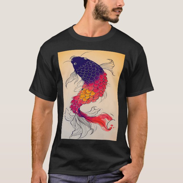 Camiseta Grande peixe colorido (Frente)