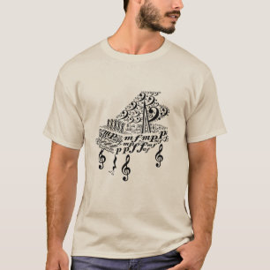 Camiseta Grande piano, Chopin, notas de música, símbolos 