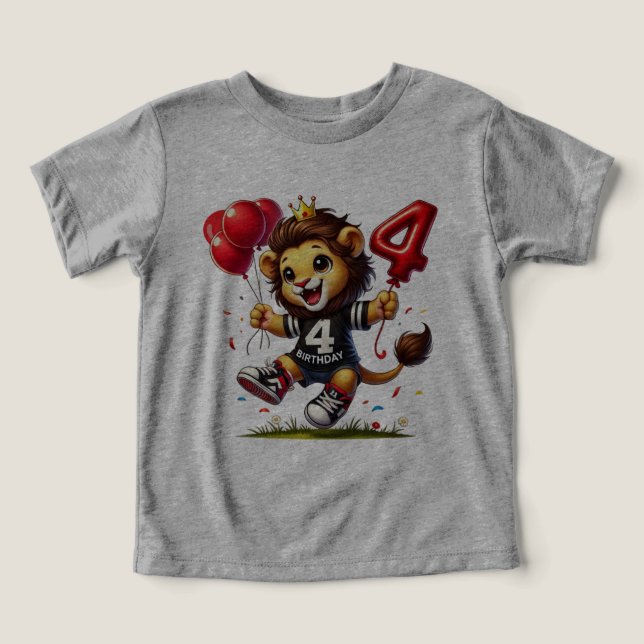 Camiseta Grande Quatro Celebrações: Leão com Balões (Design frontal)