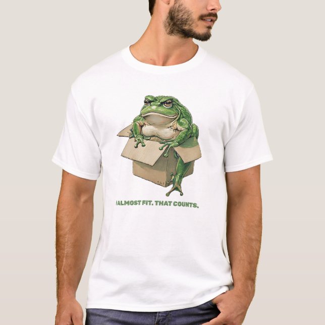 Camiseta Grande Sapo em caixa pequena - Eu quase Ajustado D (Frente)