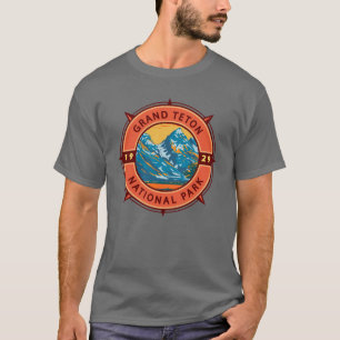 Camiseta Grande Teton National Park Retro Compass Emblem