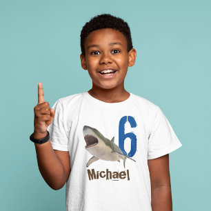 Camiseta Grande tubarão branco personalizado da idade