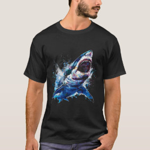 Camiseta Grande Tubarão Branco Scuby Mergulho Pesca Amante 