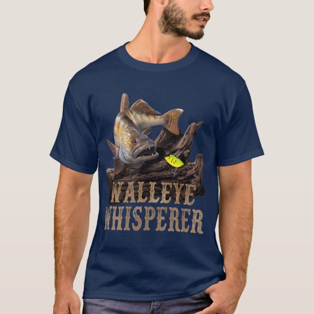 Camiseta Grande Walleye Com Caminho De Desenho De Pesca (Frente)