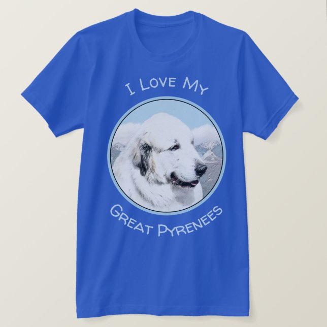 Camiseta Grandes Pyrenees que pintam - arte original do cão (Frente do Design)