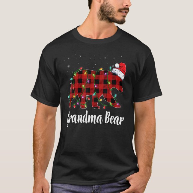 Camiseta Grandma Bear Buffalo Red Plaid Matching Family Chr (Frente)
