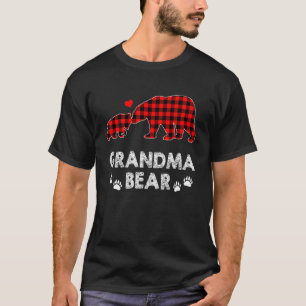 Camiseta Grandma Bear Women Red Plaid Christmas Pajama Fami