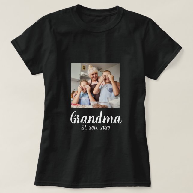 Camiseta Grandma Established White Script Photo (Frente do Design)