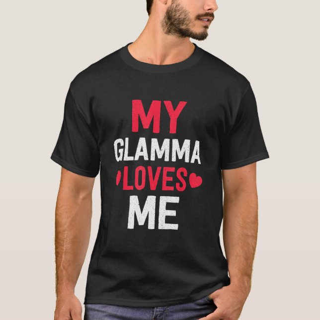 Camiseta Grandma Grandkids My Loving Glamma Loves Me Family (Frente)