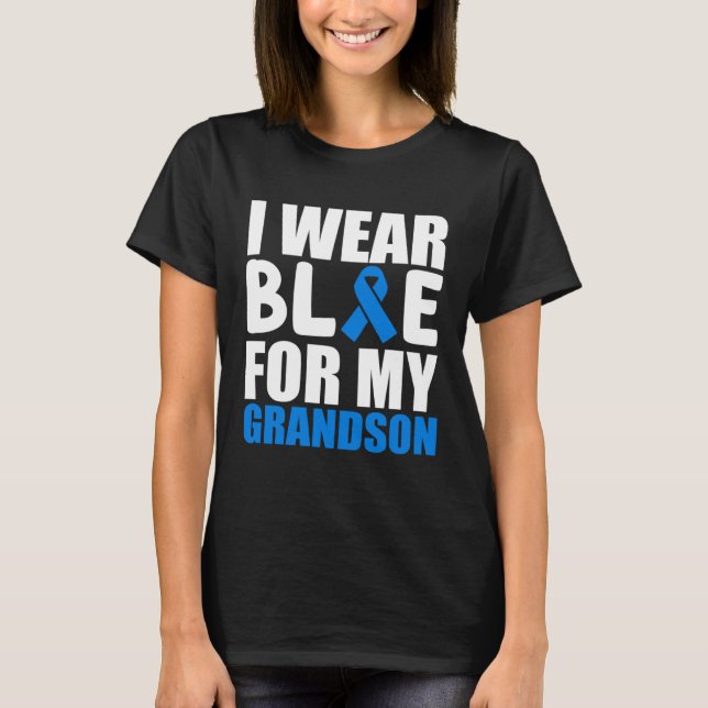 Camiseta Grandma Grandpa I Wear Blue For My Grandson Autism (Frente)
