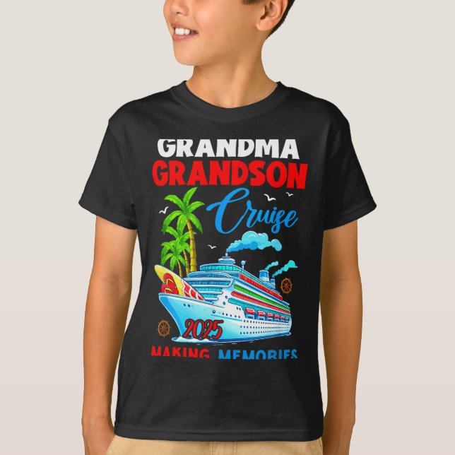 Camiseta Grandma Grandson Cruise 2025 Memories Christmas Fa (Frente)