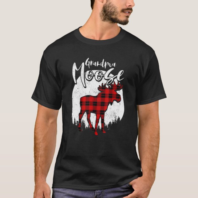 Camiseta Grandma Moose Red Plaid Buffalo Matching Family Pa (Frente)