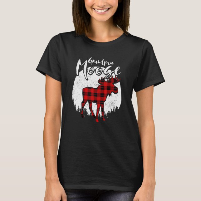 Camiseta Grandma Moose Red Plaid Buffalo Matching Family Pa (Frente)