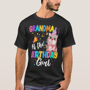 Camiseta Grandma Of The Birthday Girl Cat Kitten Theme Fami