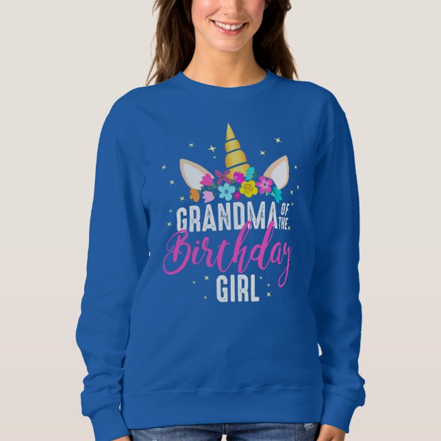 Camiseta Grandma Of The Birthday Girl Grandma Gift Unicorn (Frente)