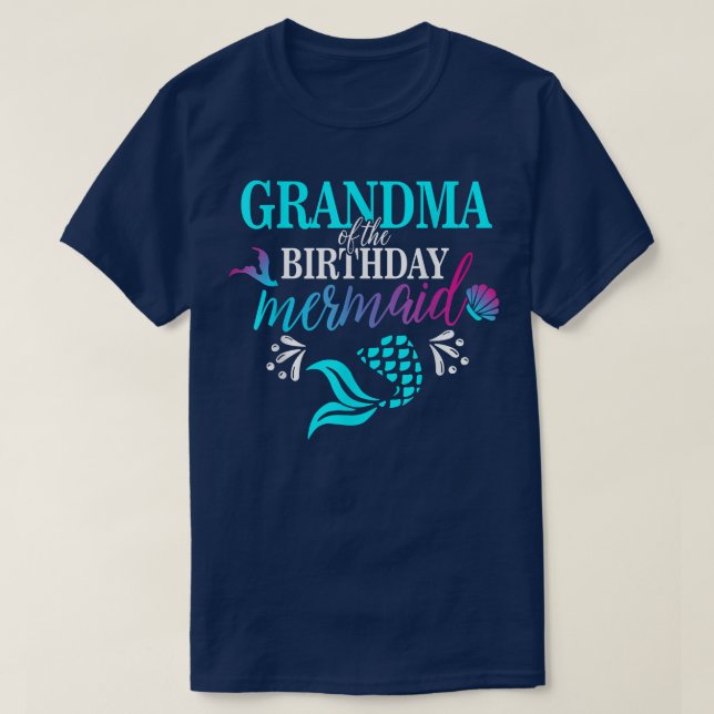 Camiseta Grandma Of The Birthday Mermaid Matching Family  (Frente do Design)