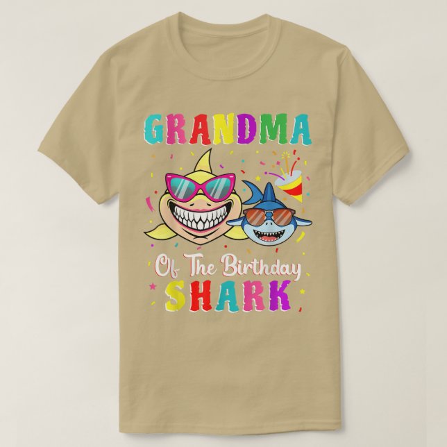 Camiseta Grandma Of The Shark Birthday Family Birthday Gran (Frente do Design)