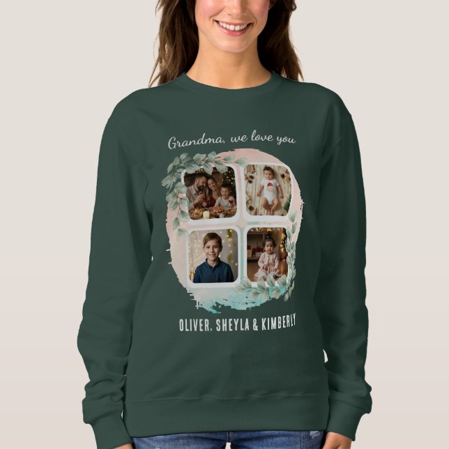 Camiseta Grandma we love you 6 Photo Collage Eucalyptus (Frente)