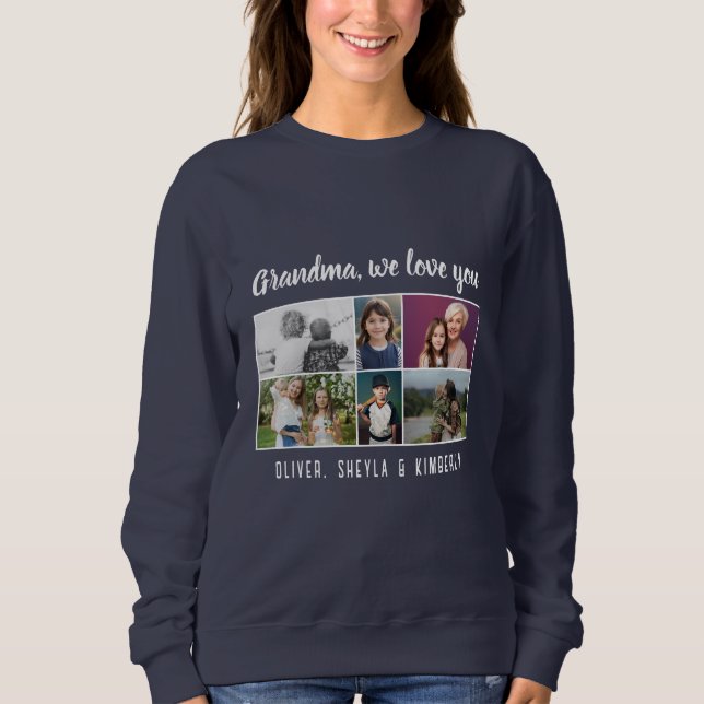 Camiseta Grandma we love you Grandchildren 6 Photo Collage (Frente)