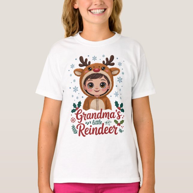 Camiseta Grandma's Little Reindeer Christmas Gifts (Frente)
