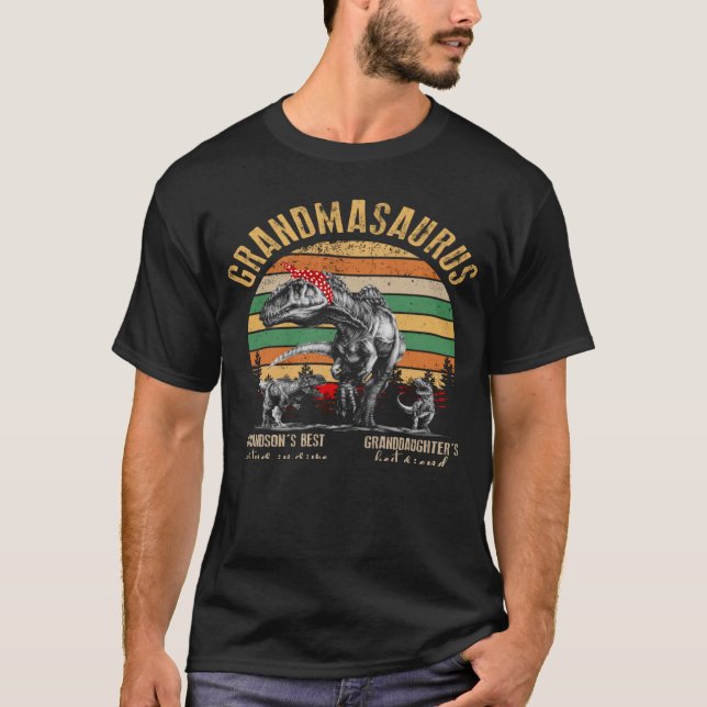 Camiseta Grandmasaurus Grandsonu2019s Melhor Parceiro Em Cr (Frente)