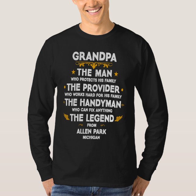 Camiseta Grandpa family Quote USA City Allen Park Michigan (Frente)