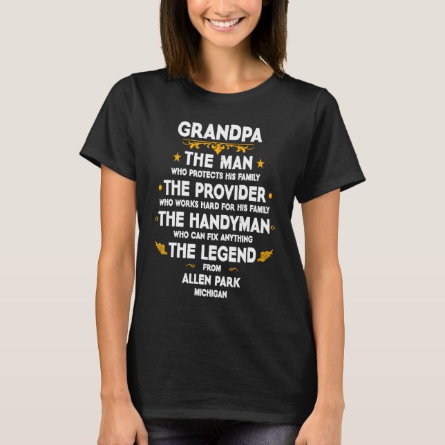 Camiseta Grandpa family Quote USA City Allen Park Michigan (Frente)