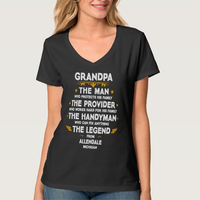 Camiseta Grandpa family Quote USA City Allendale Michigan (Frente)
