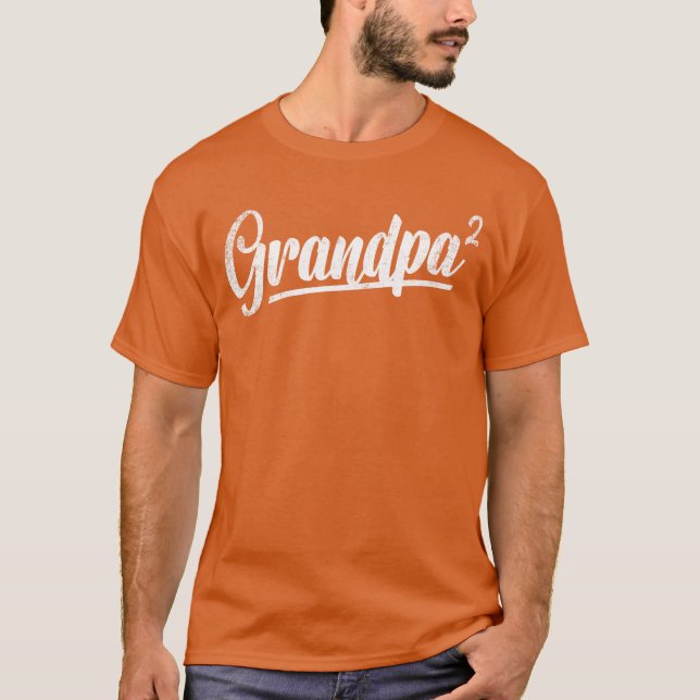 Camiseta Grandpa Of 2wo Squared 2 Grandkids Pregnancy Annou (Frente)