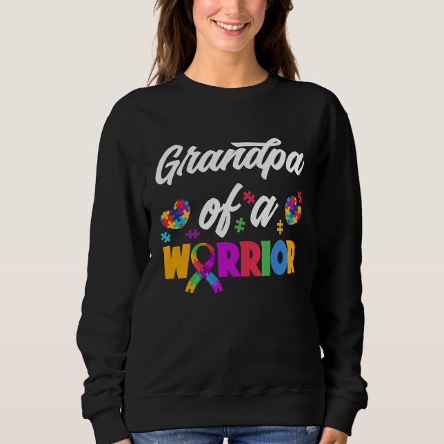 Camiseta Grandpa Of A Warrior Autistic Grandchild Autism Gr (Frente)
