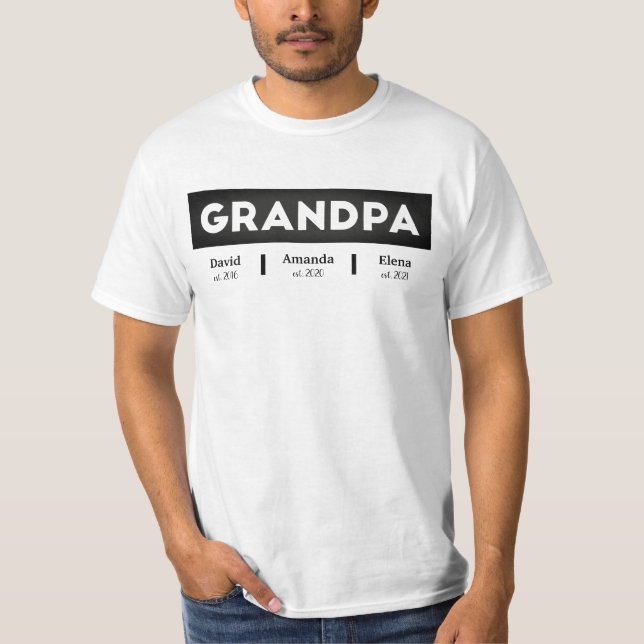 Camiseta GRANDPA pertence ao Dia de os pais Nomes de Netos (Frente)