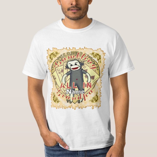 Camiseta Grandpa Sock Monkey poker (Frente)