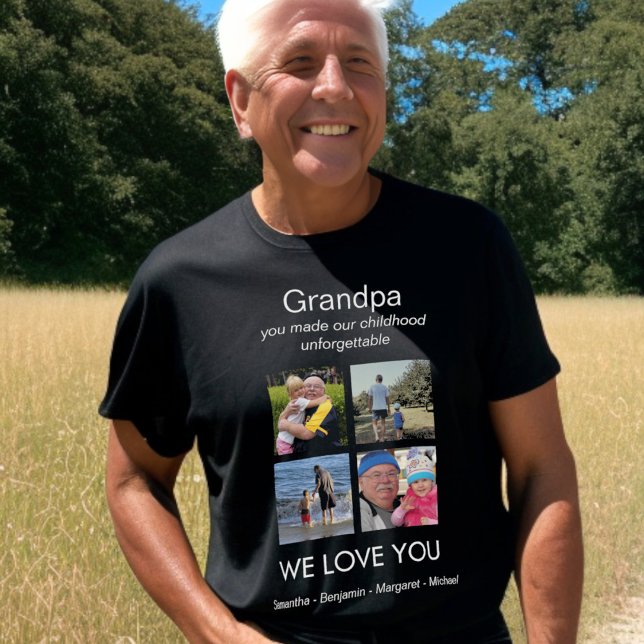 Camiseta Grandpa We love you Photo Personalized Black (Criador carregado)