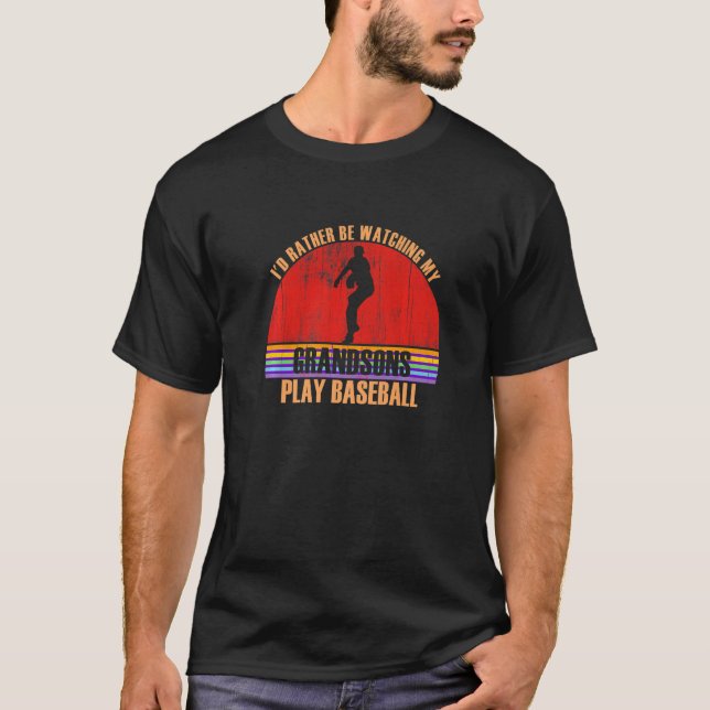 Camiseta Grandparent Rather Be Watching Play Baseball Grand (Frente)