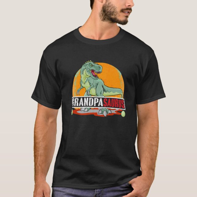 Camiseta GRANDPASAURUS T Rex Dinossaur Avô Saurus Birthd (Frente)