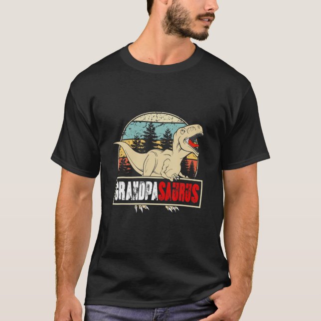 Camiseta Grandpasaurus Tee T Rex Surus Dinossaur Men Pai Da (Frente)