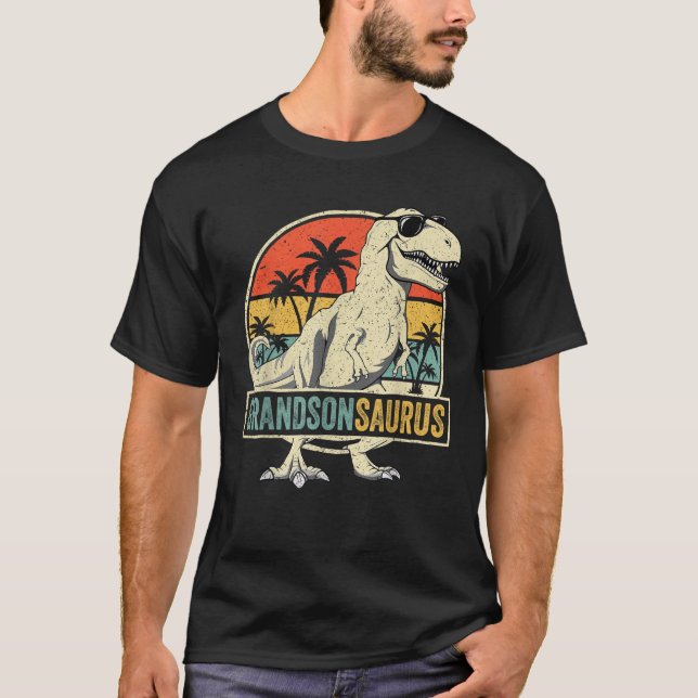 Camiseta Grandsonsaurus T Rex Dinosaur Grandson Saurus Fami (Frente)