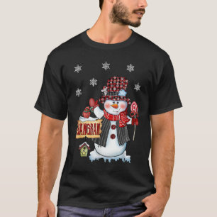 Camiseta Grangran Snowman Christmas Candy Cane Red Xadrez S